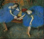 Edgar Degas Two Dancers in Blue oil painting artist